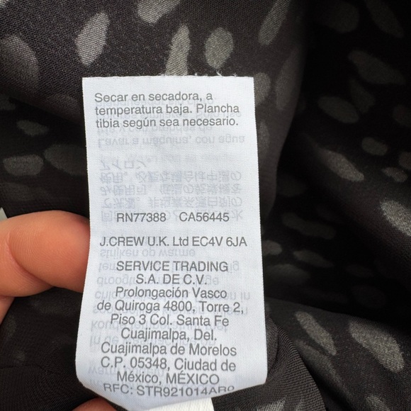 J.CREW Women's Printed Satin Crepe Peplum Top Blouse Black White Size 00 - Picture 10 of 10